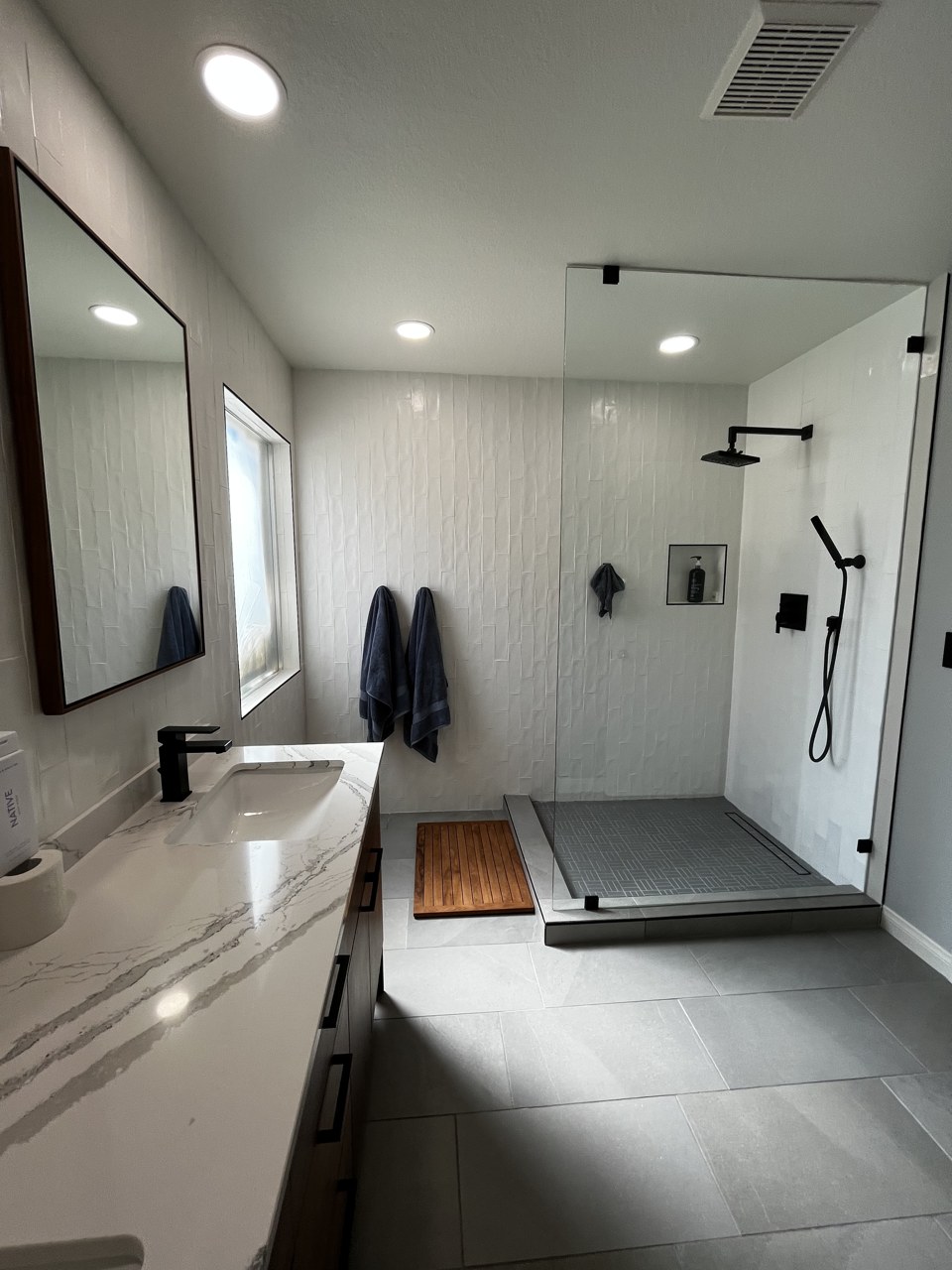 Finished custom tile shower